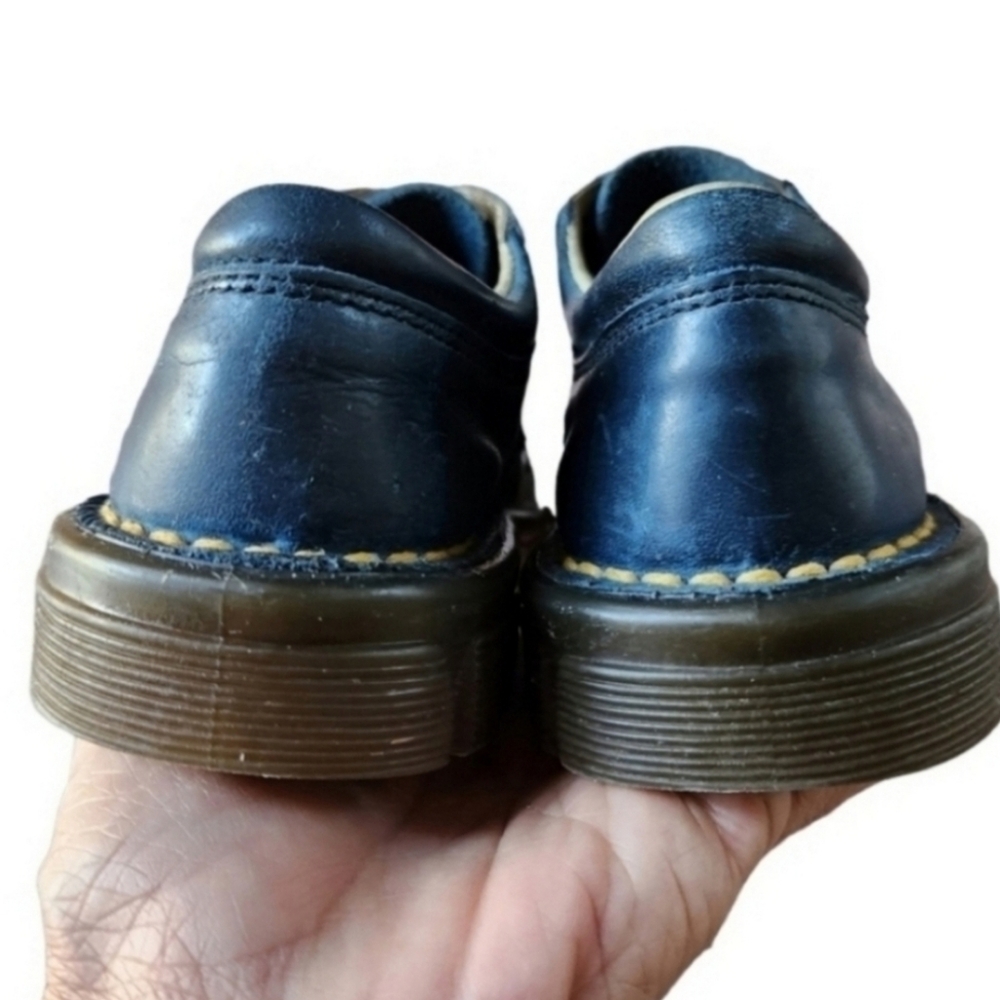 Vintage Dr Martens Made In England Shoe Boys Kids Size 8 Blue Leather Oxford - Picture 6 of 12